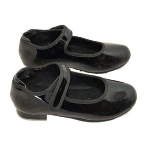 Danshuz Girls Black Mary Jane Tap Shoes Youth 11.5M Hook Loop Dance Recital